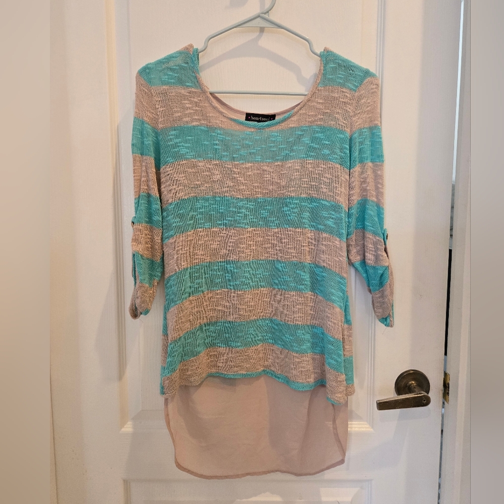 HeartSoul Teal and Beige Knit Top